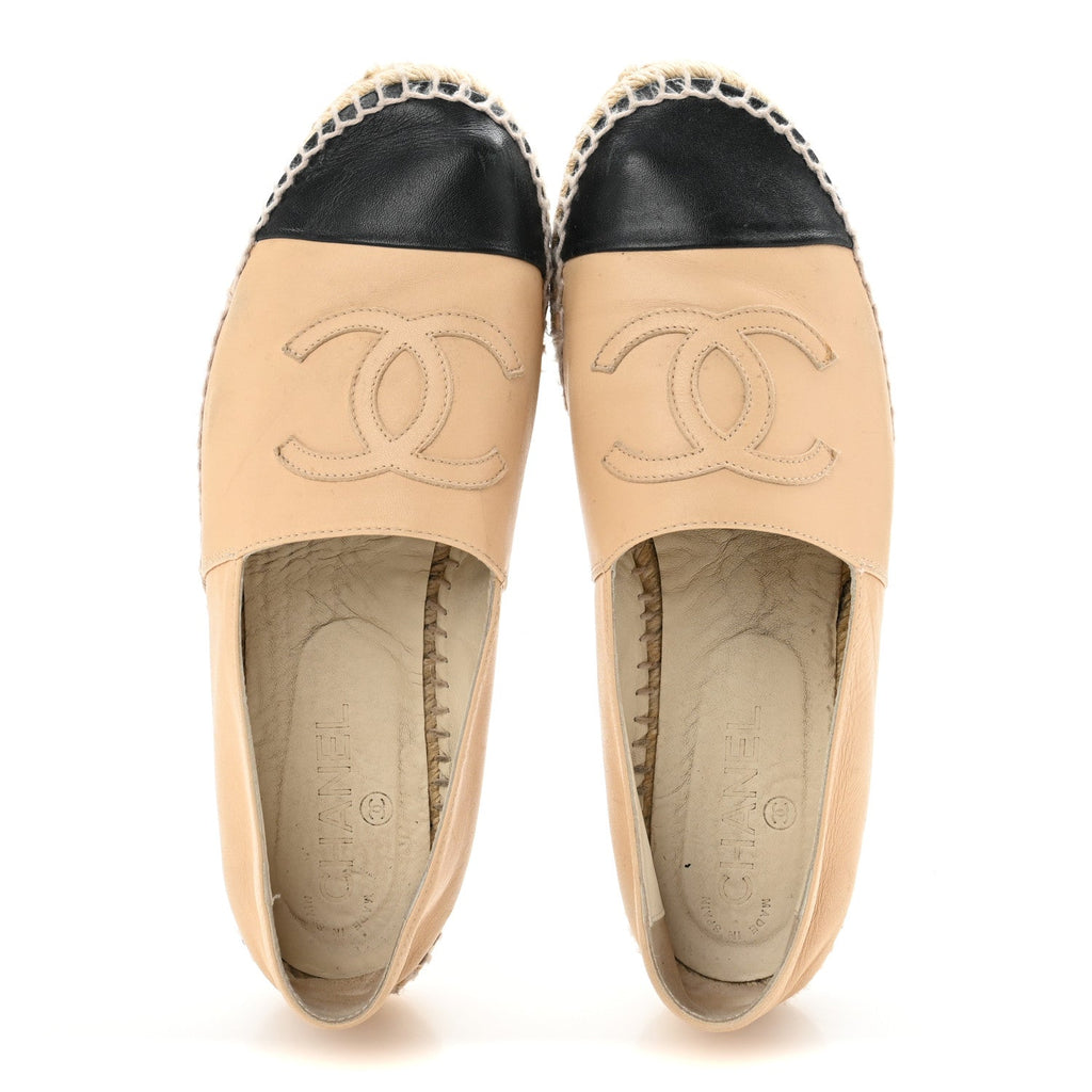 Lambskin CC Espadrilles 39 Beige Black