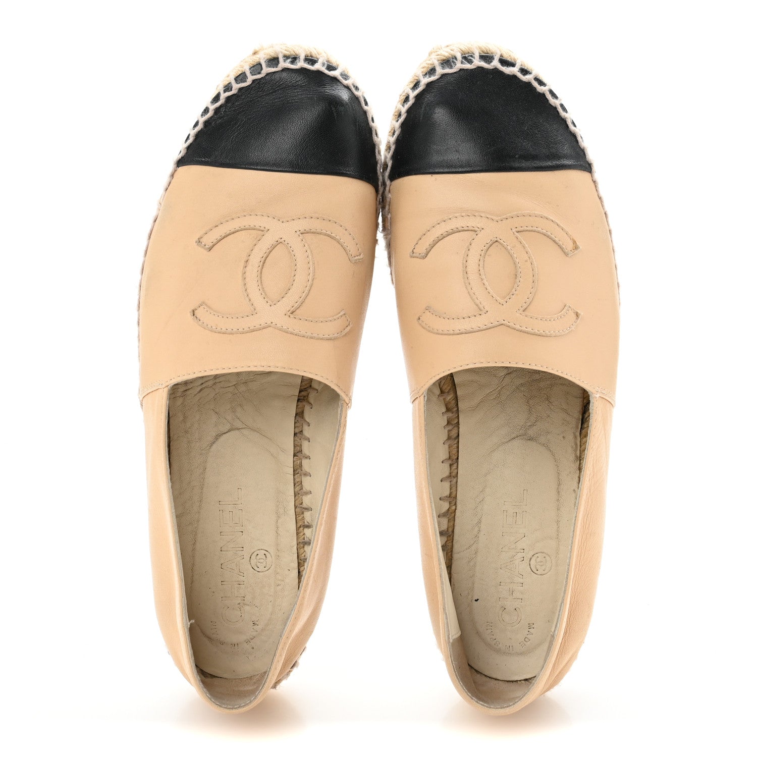 Lambskin CC Espadrilles 39 Beige Black