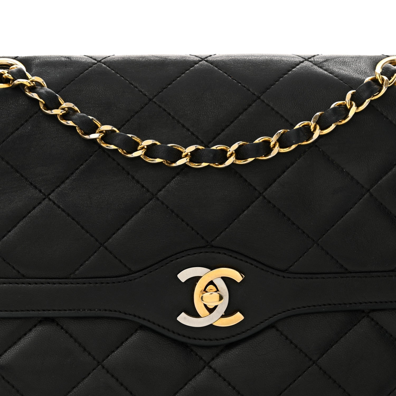 Lambskin Quilted Small Double Flap Black