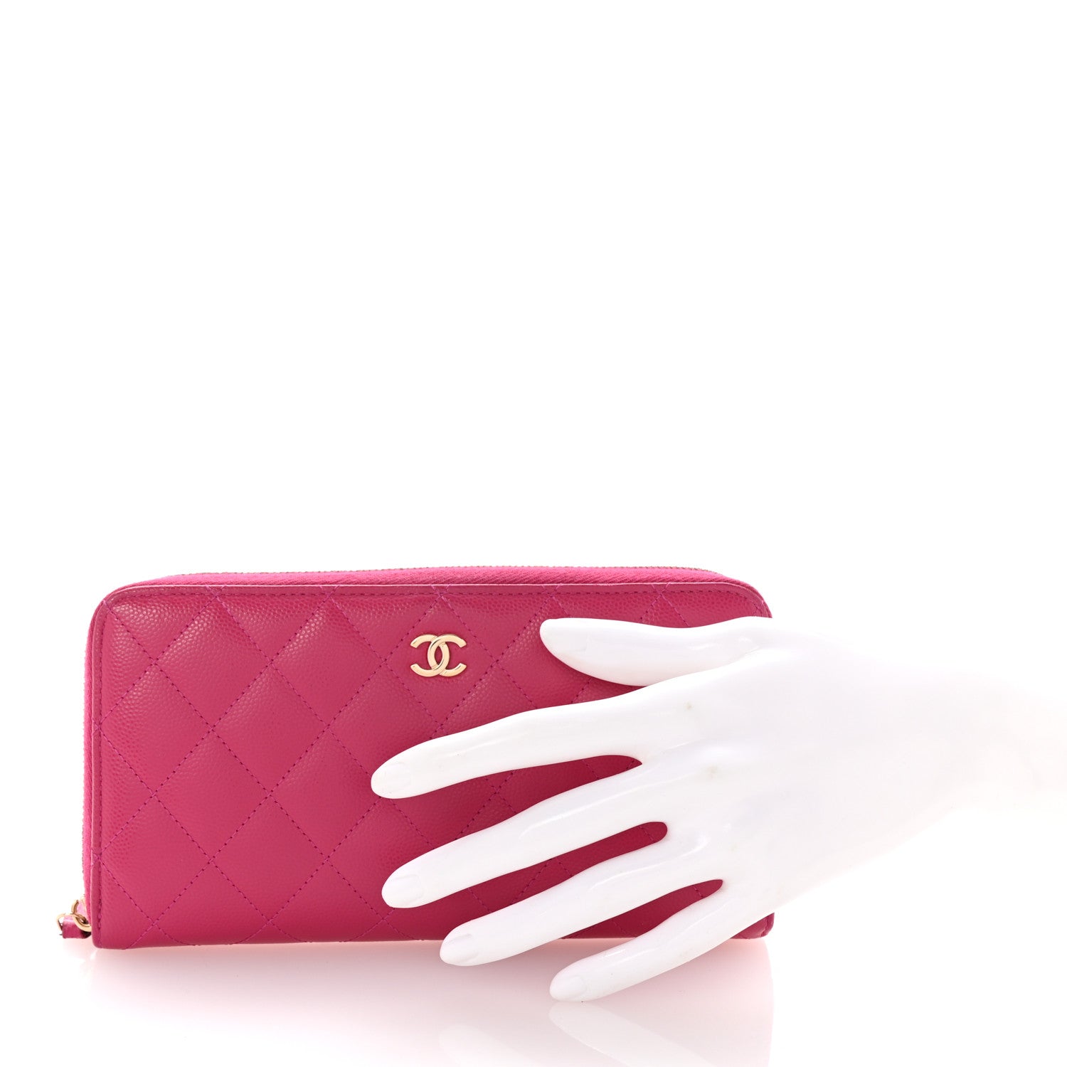 Caviar Quilted Large Gusset Zip Around Wallet Pink