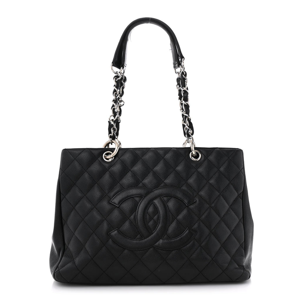 Caviar Quilted Grand Shopping Tote GST Black