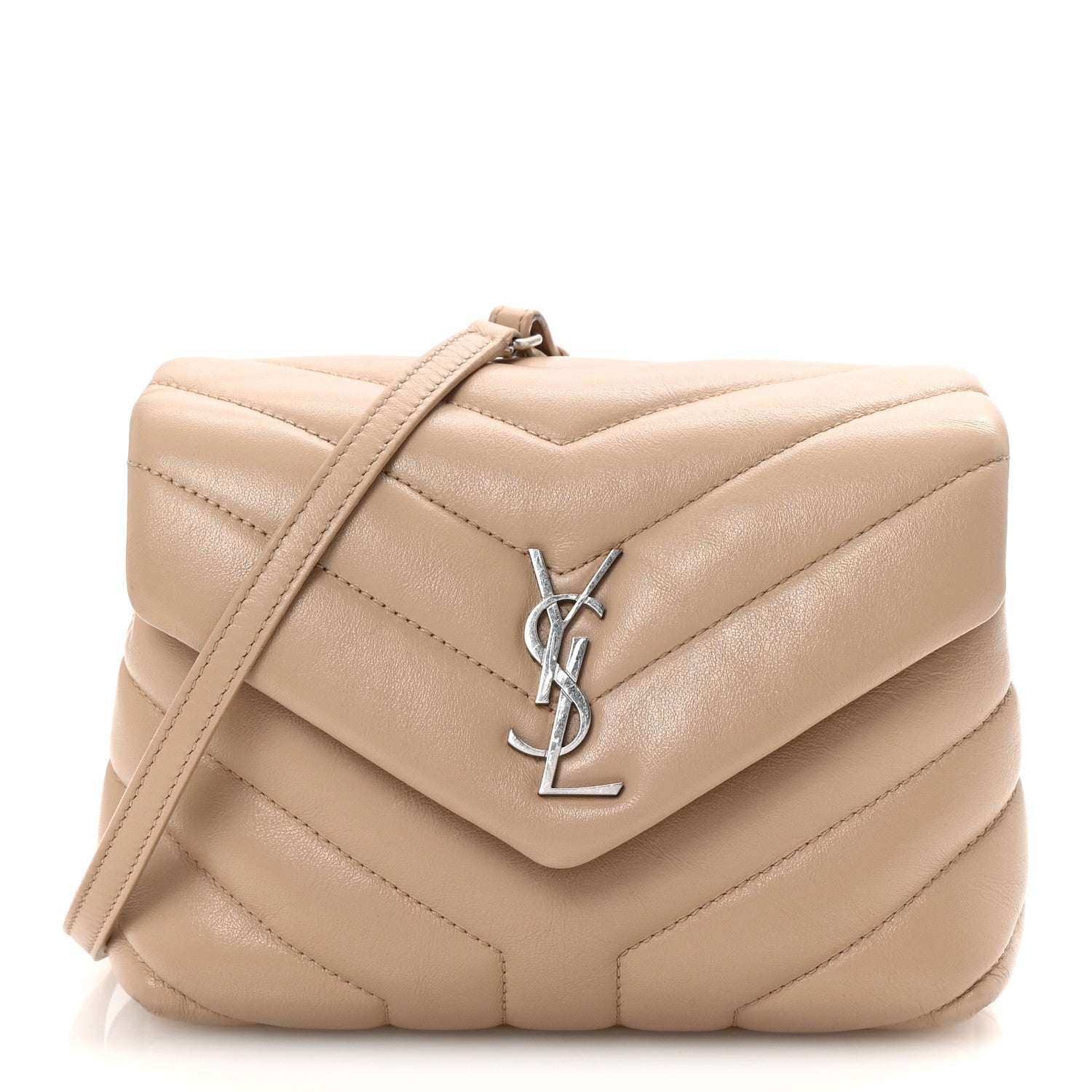 Calfskin Y Quilted Monogram Toy Loulou Crossbody Bag Dark Beige