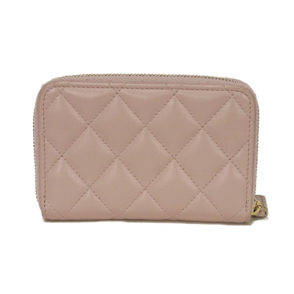 Chanel Coco Pearl Zip Coin Purse Lambskin Coin Case