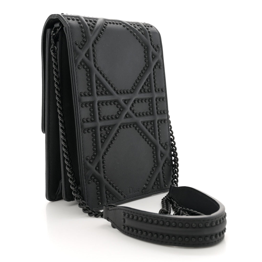 Ultra Matte Calfskin Studded Vertical Diorama Black