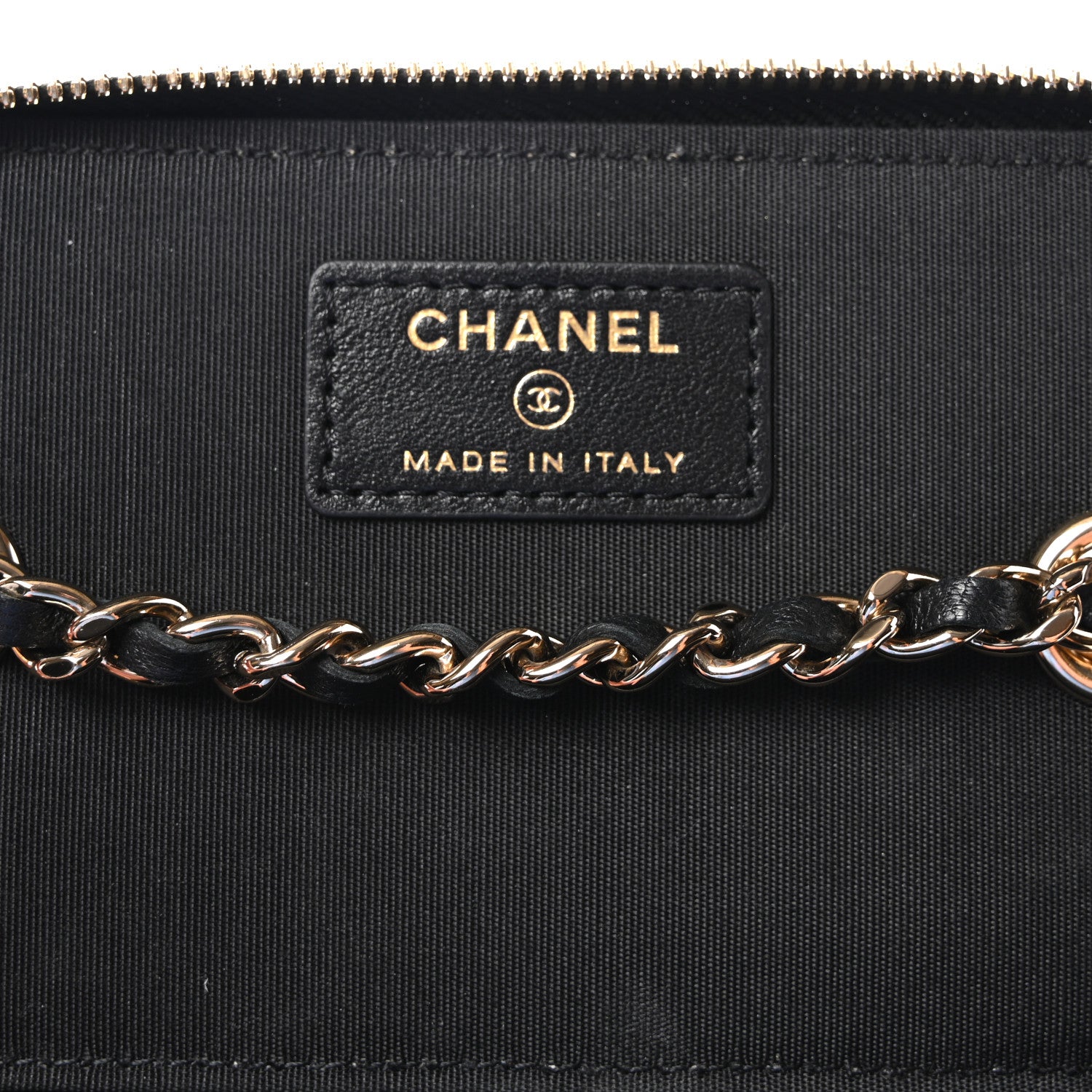 Raffia Jute Striped Small Vanity Case With Chain Black Beige