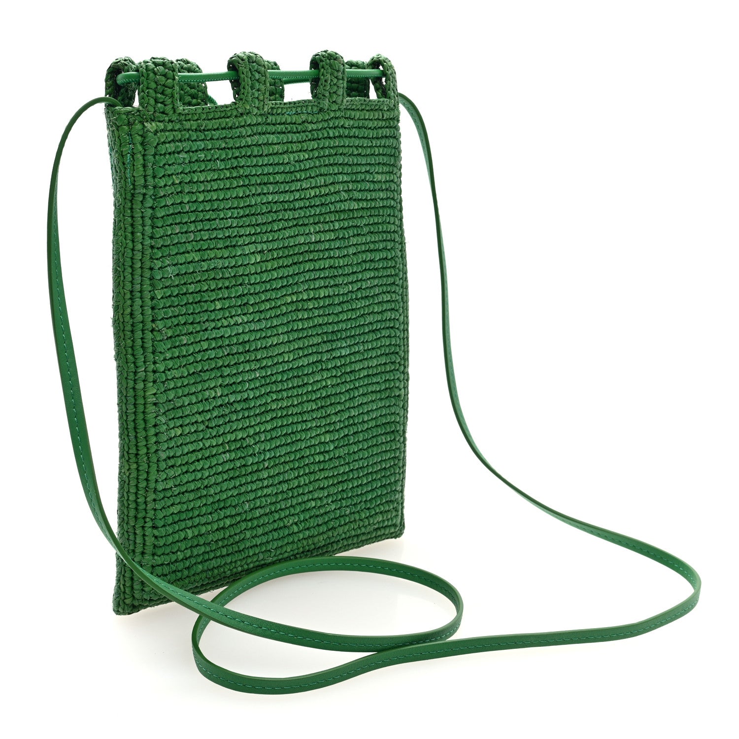 Raffia Beaded Drawstring Pocket Crossbody Tropical Green White