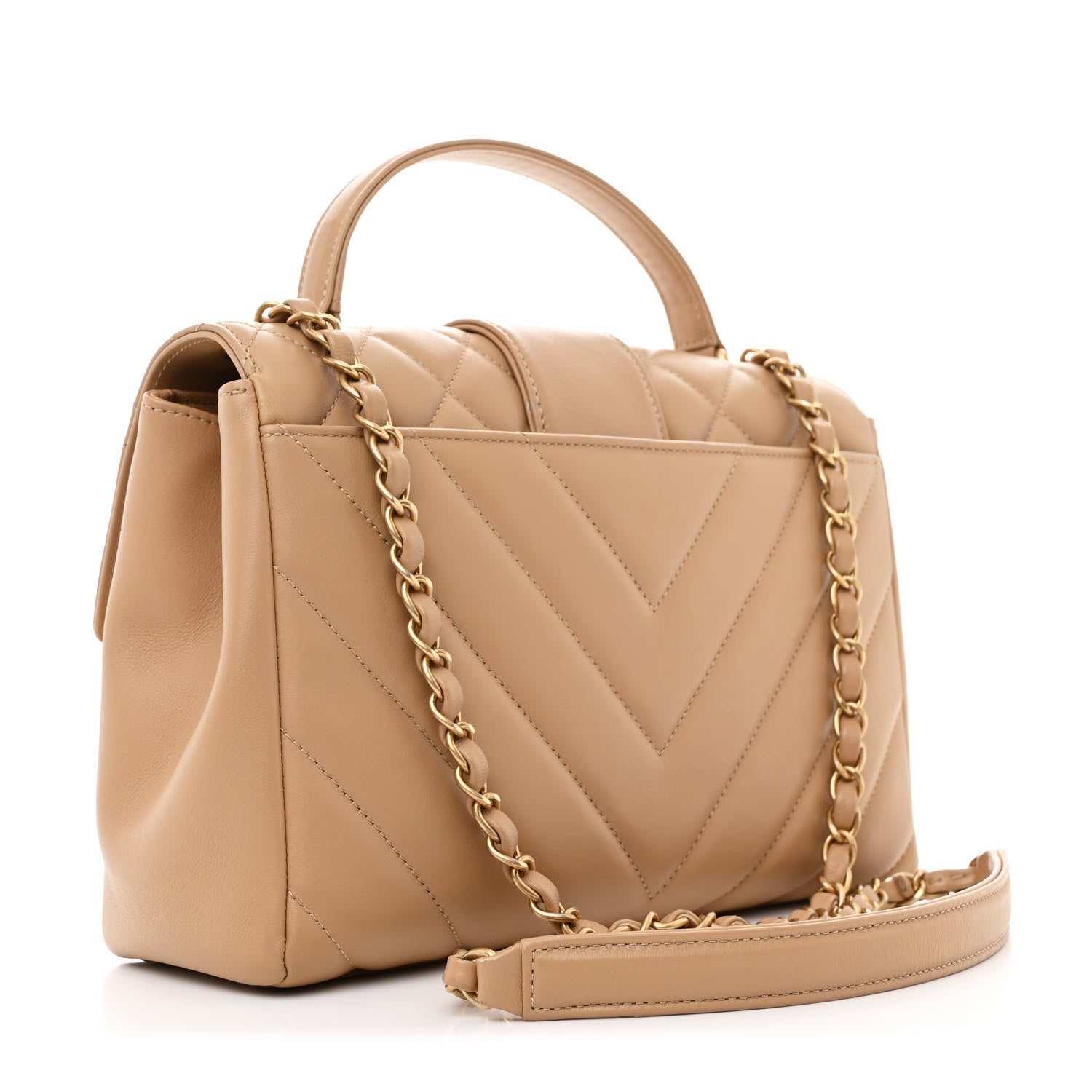Calfskin Quilted Chevron In The City Bag Beige