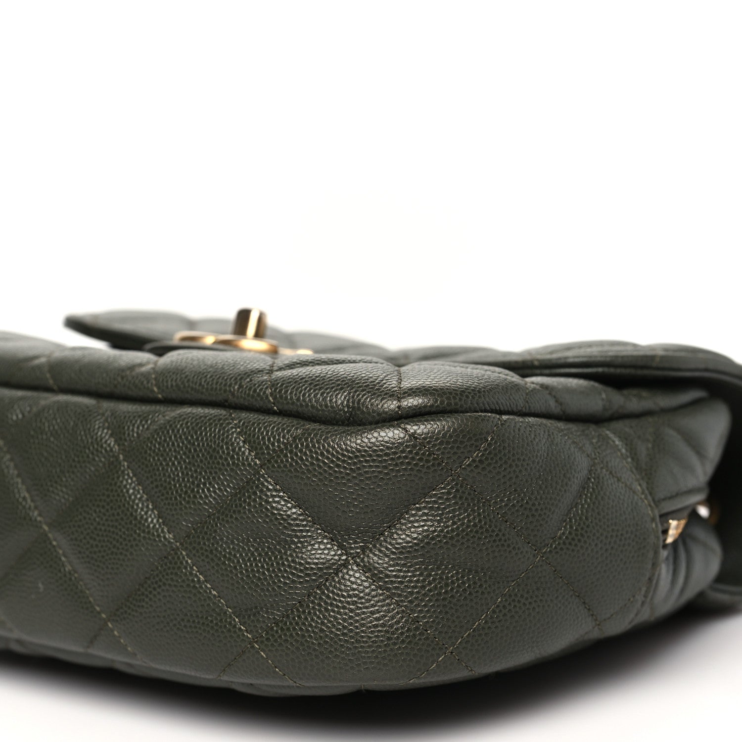Caviar Quilted Zip Flap Khaki