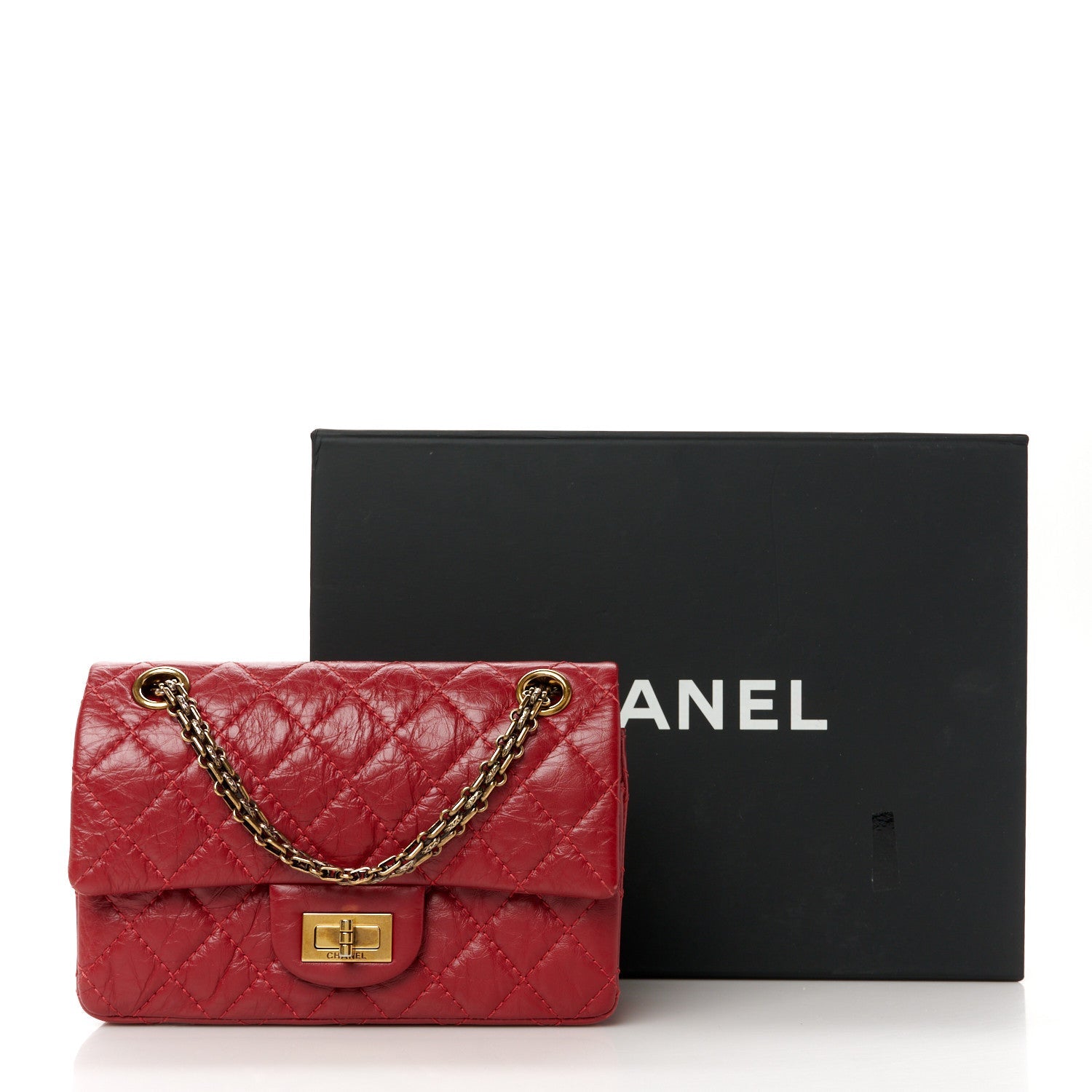 Aged Calfskin Quilted 2.55 Reissue Mini Flap Red
