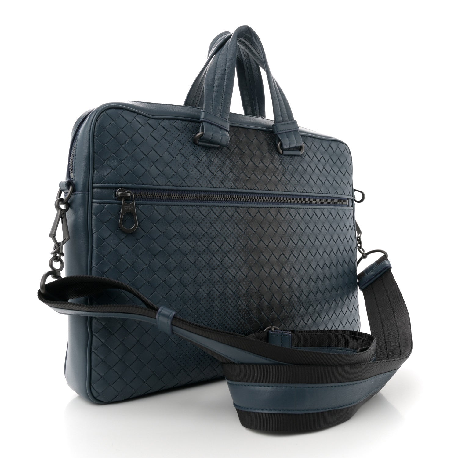 Nappa Intrecciato Medium Briefcase Blue Black
