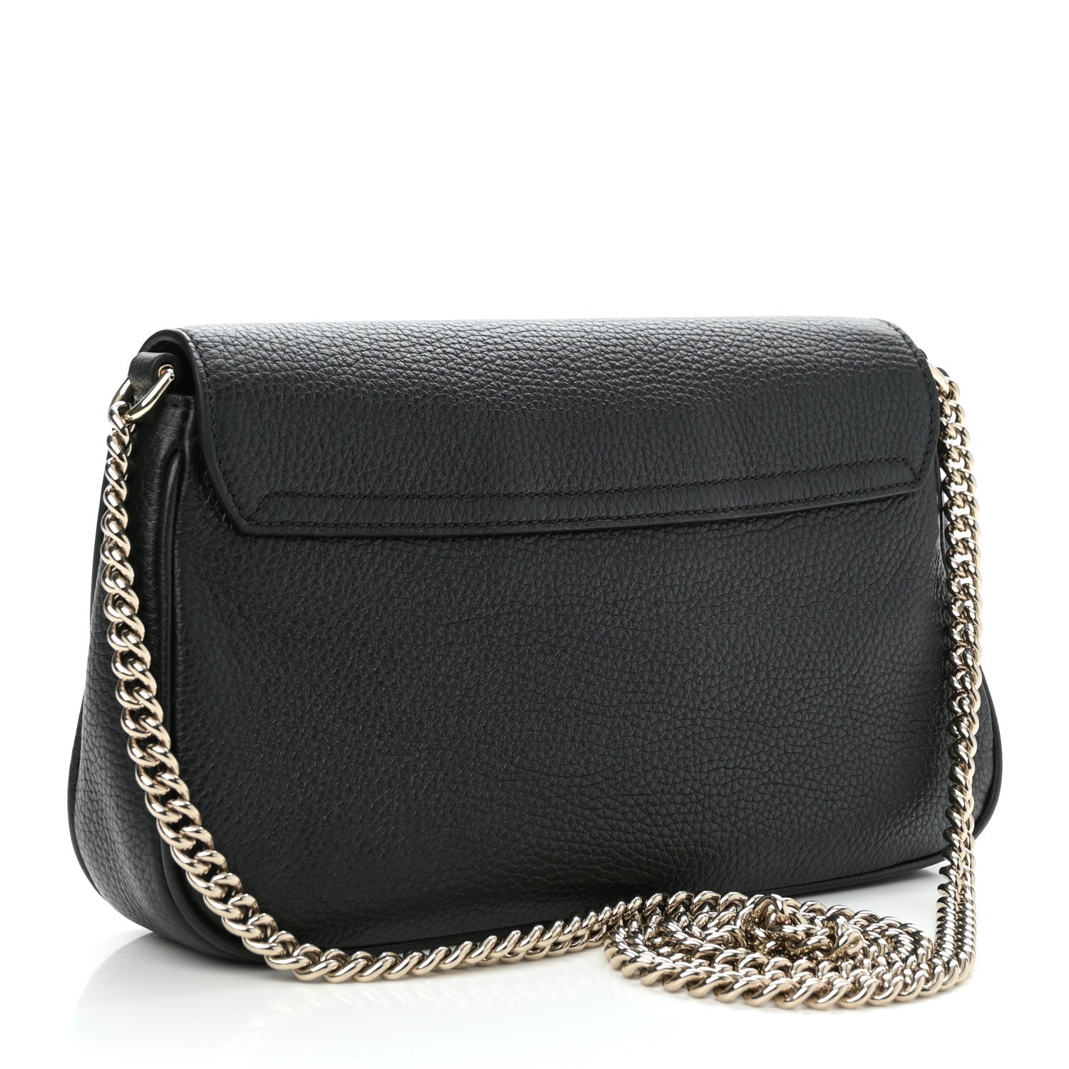 Pebbled Calfskin Medium Soho Flap Crossbody Black