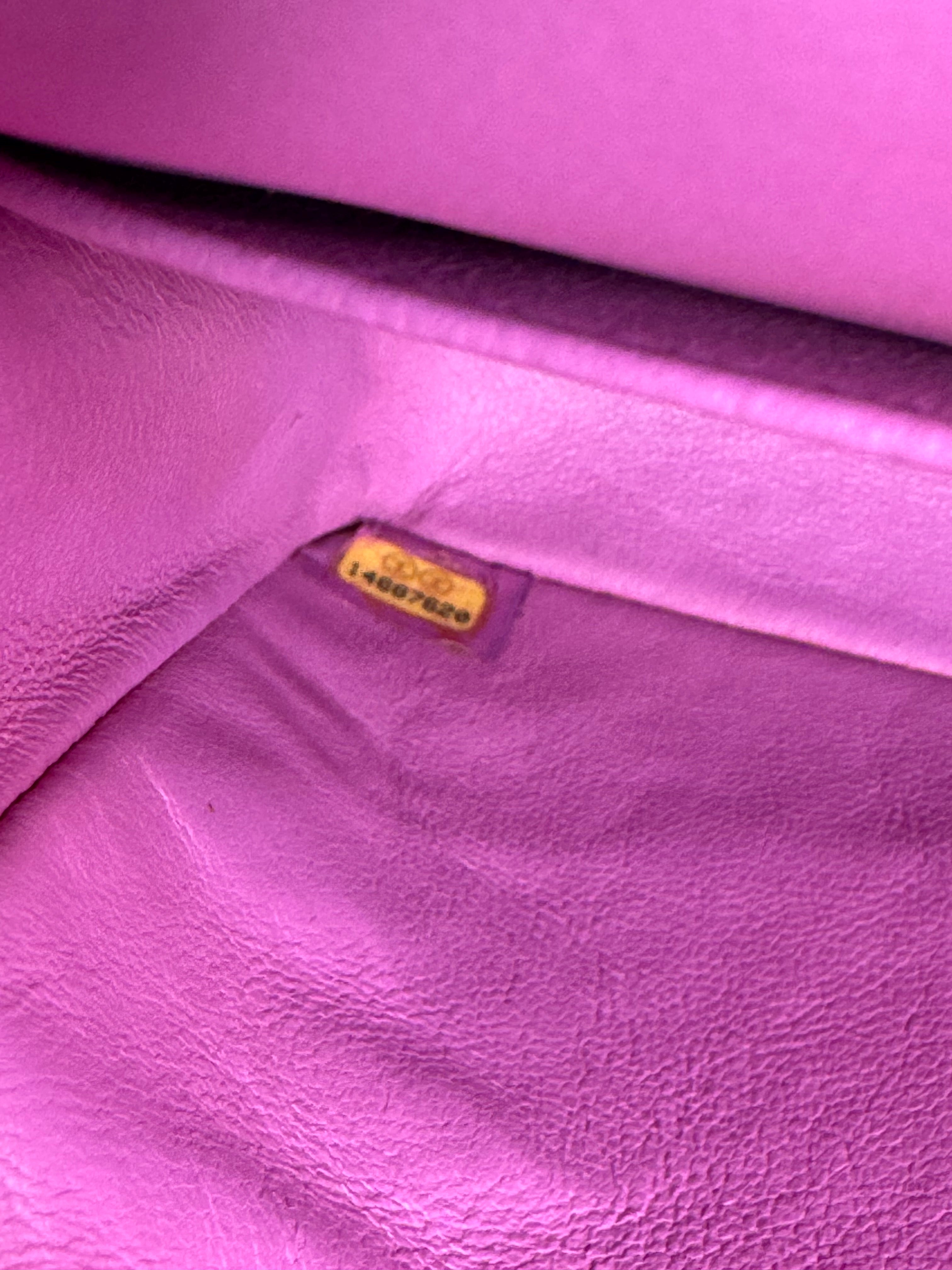 Chanel Medium Classic Double Flap Bag in Purple Leliac Lambskin Leather Silver Hardware