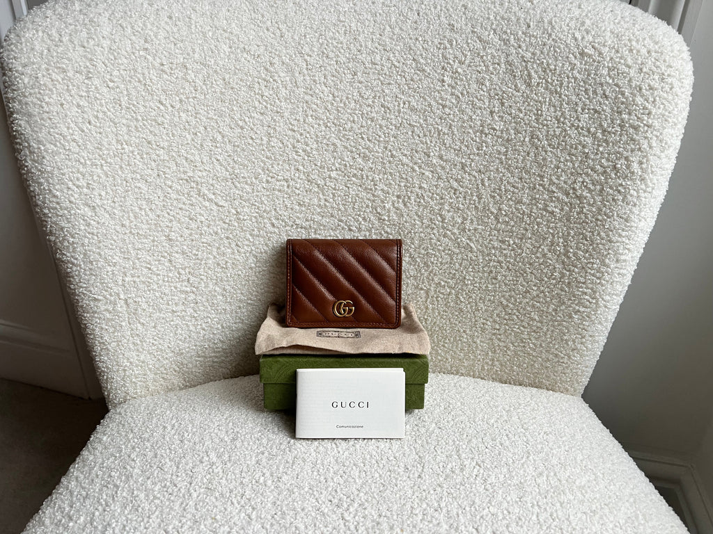 Gucci GG Brown Marmont Matelassé  Case Wallet (RRP £380)