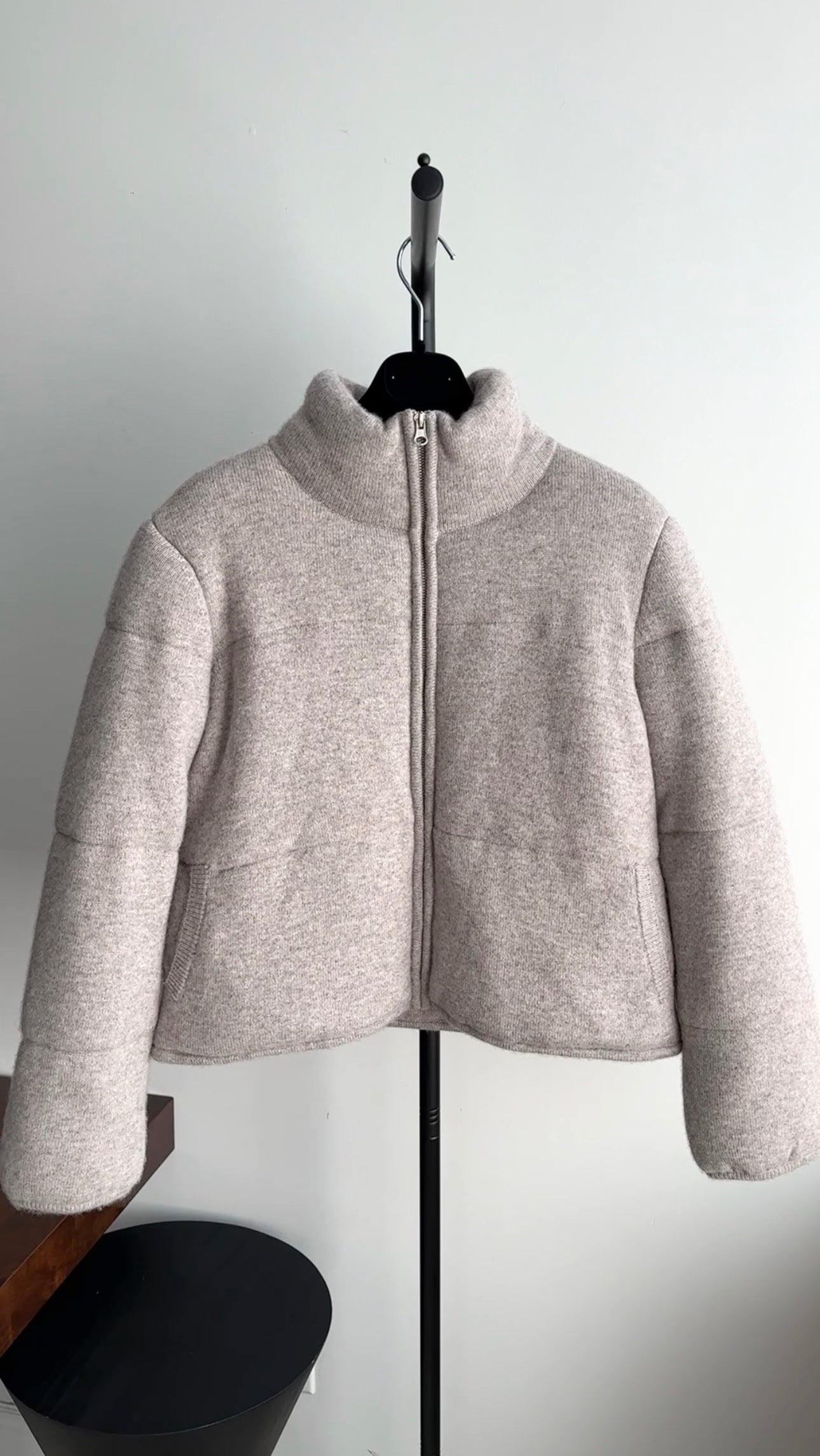 Sablyn Light Oatmeal Taupe Heavy Cashmere Puffer Zip Jacket - M