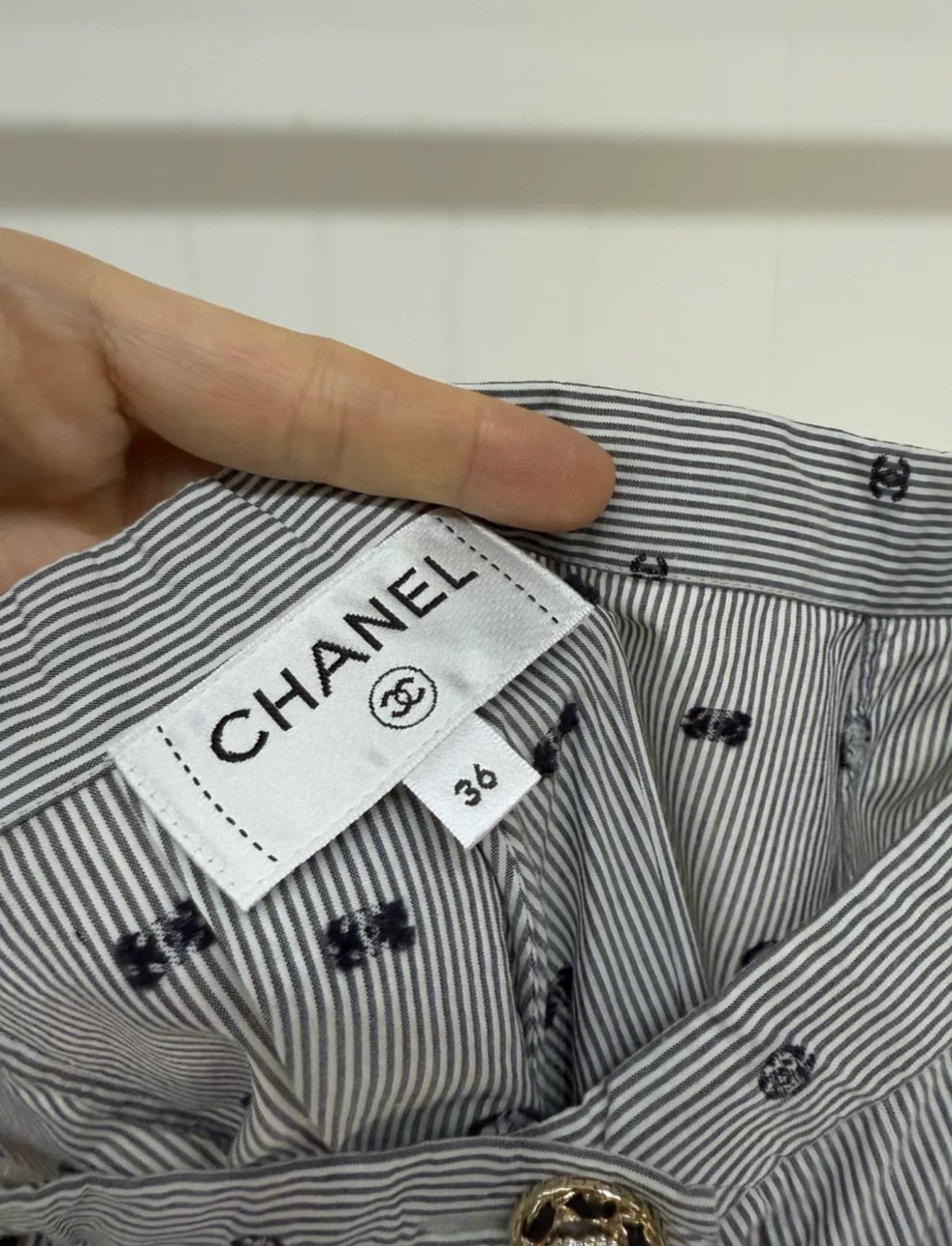 Chanel 22S polka dot striped skirt
