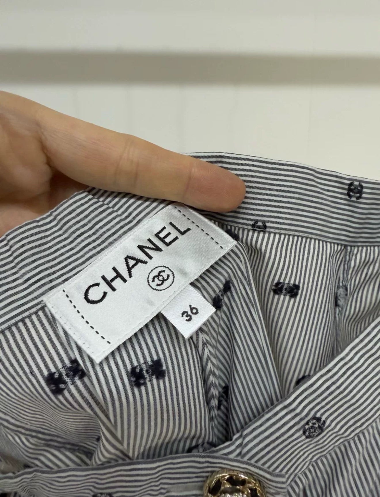 Chanel 22S polka dot striped skirt