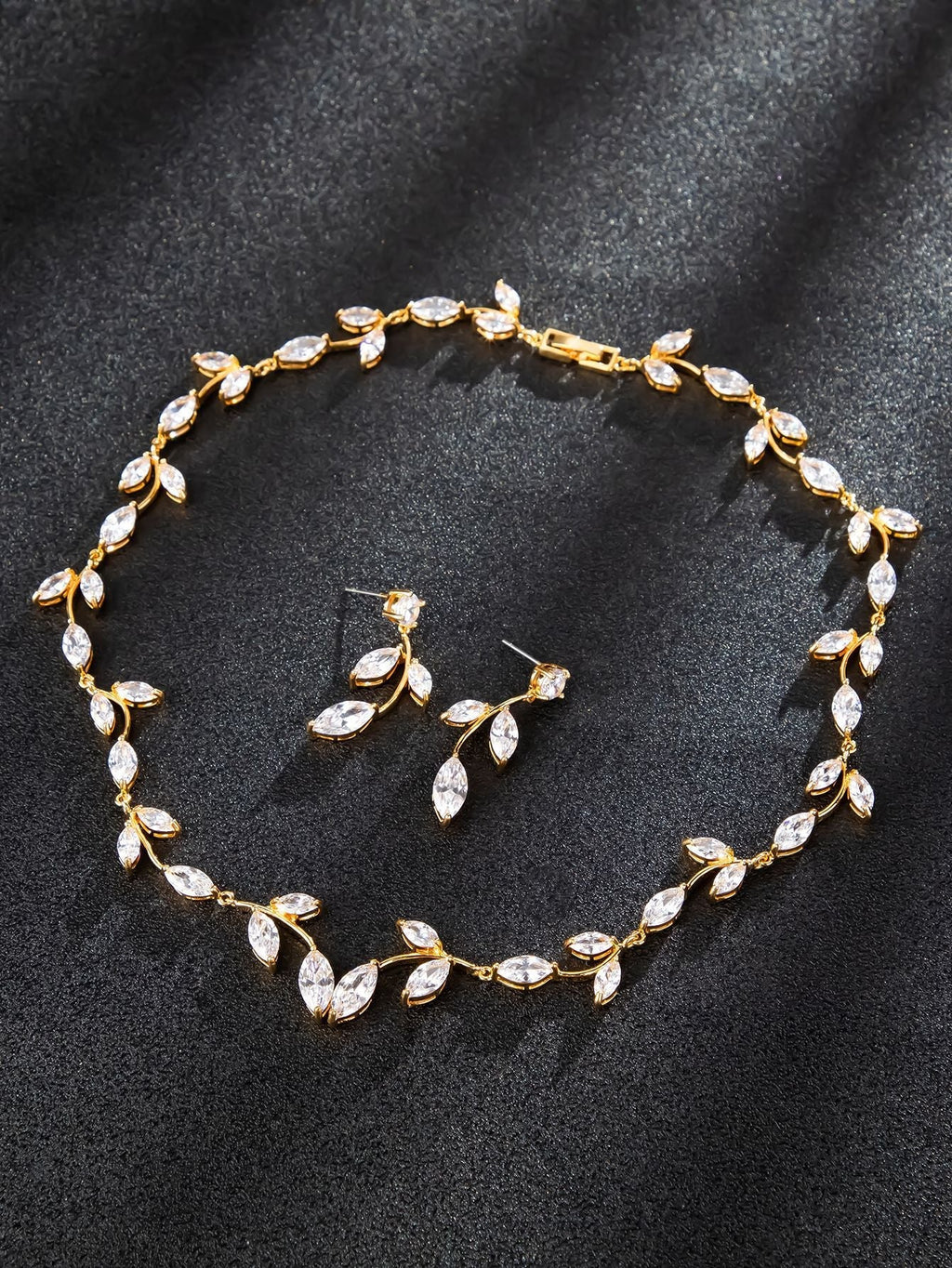 Leaf earrings and necklace set--bridal accessories