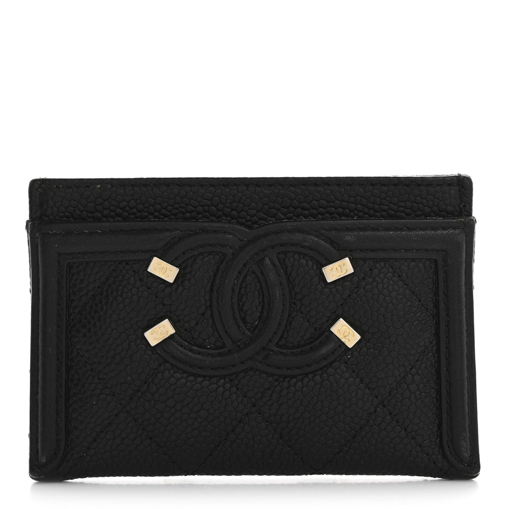 Caviar Quilted Filigree  Holder Black