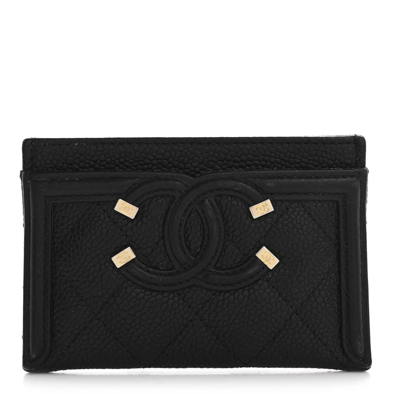 Caviar Quilted Filigree  Holder Black