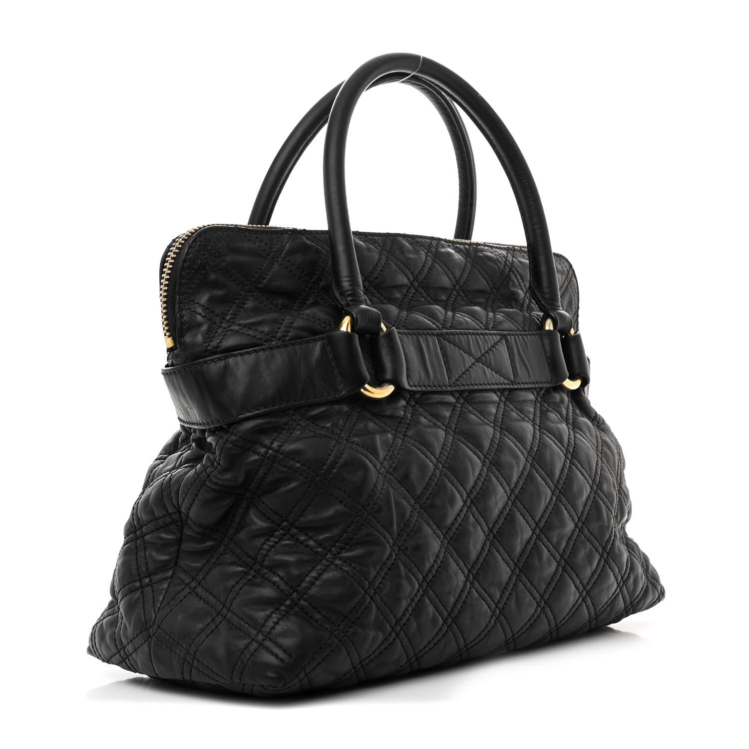 Calfskin Quilted Bruna Tote Black
