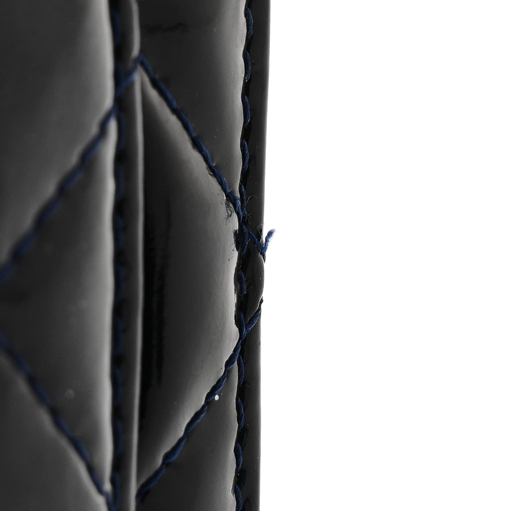 Patent Quilted Wallet On Chain WOC Blue