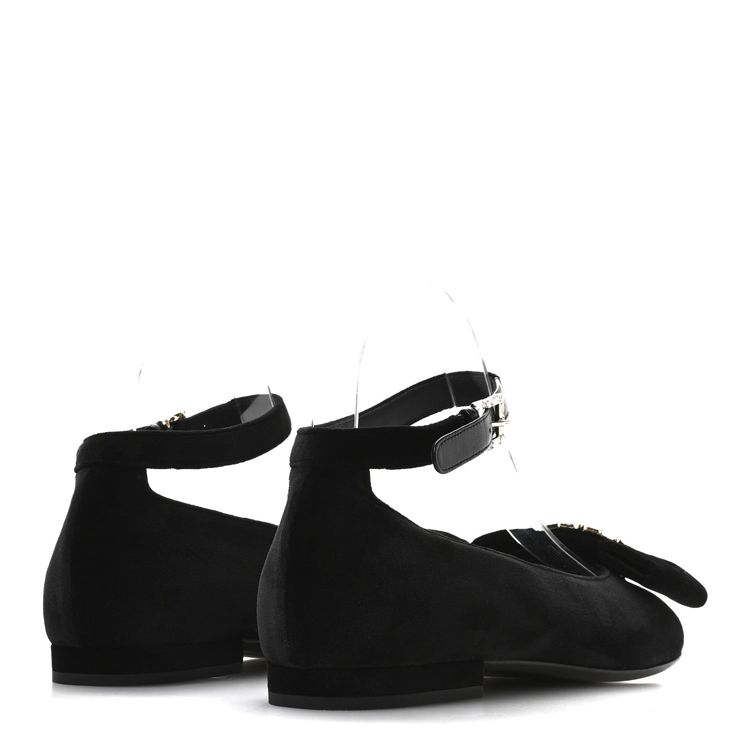 Velvet Strass CC Bow Mary Jane Flats 35.5 Black