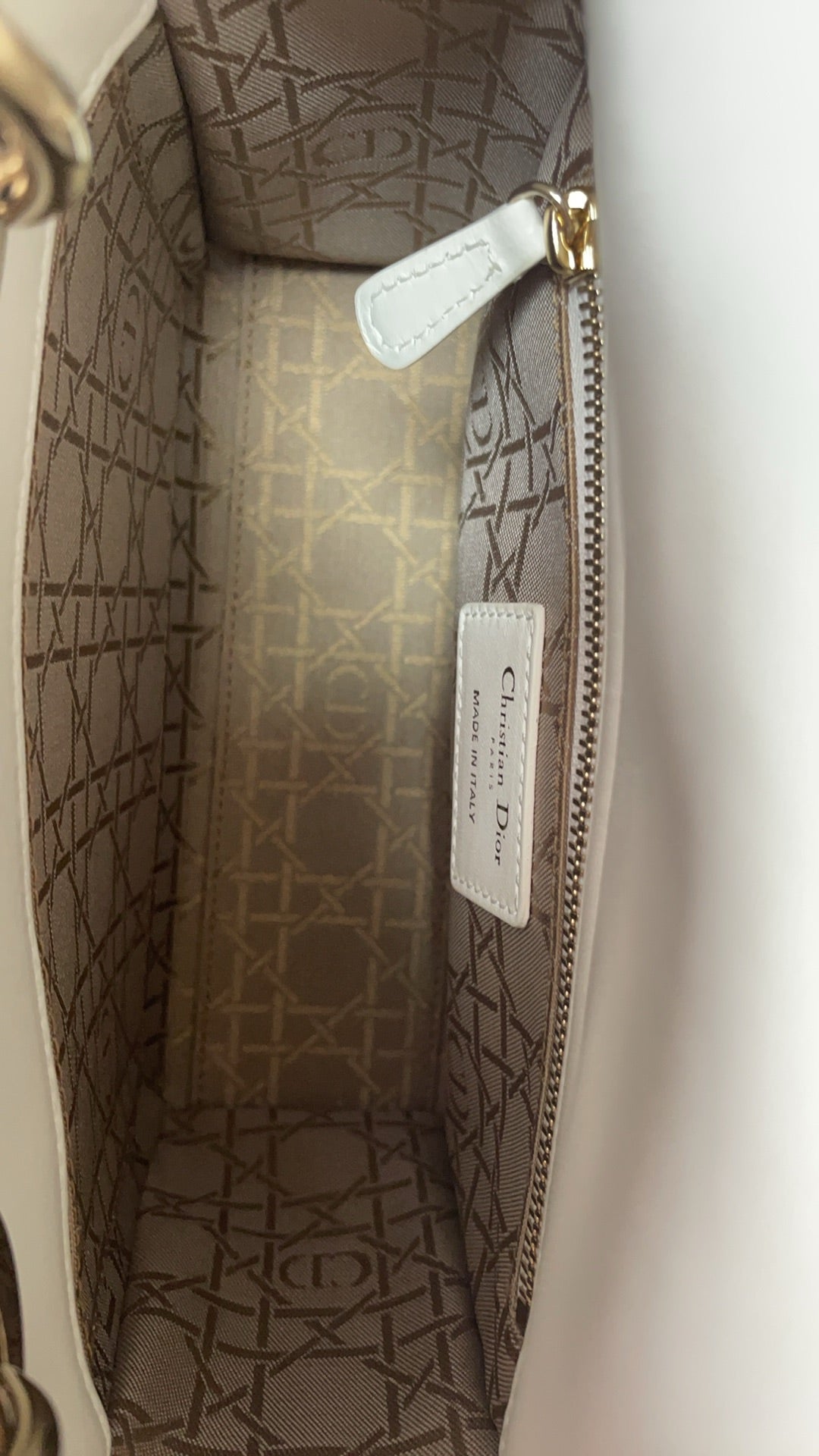 Christian Dior White Small Lady Dior Bag in Cannage Lambskin 2017