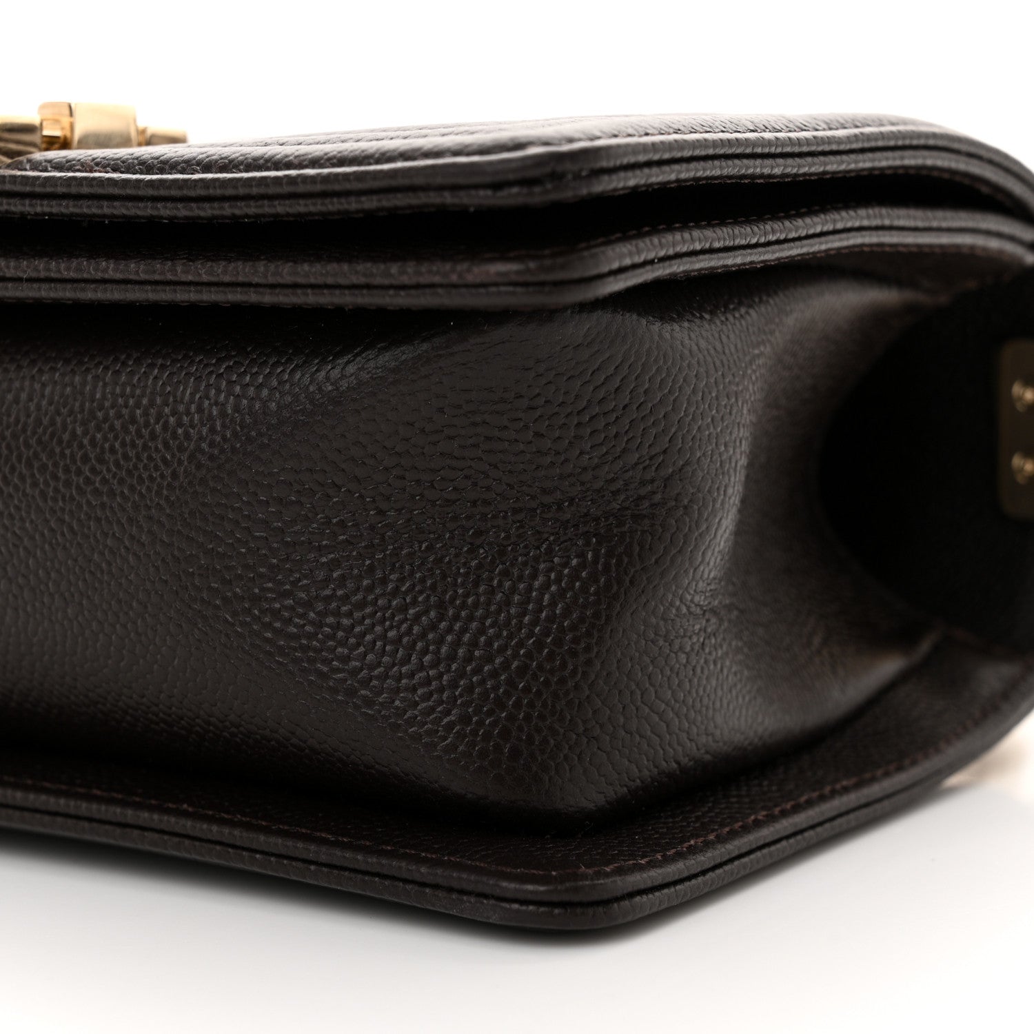 Caviar Quilted Small Boy Flap Dark Brown