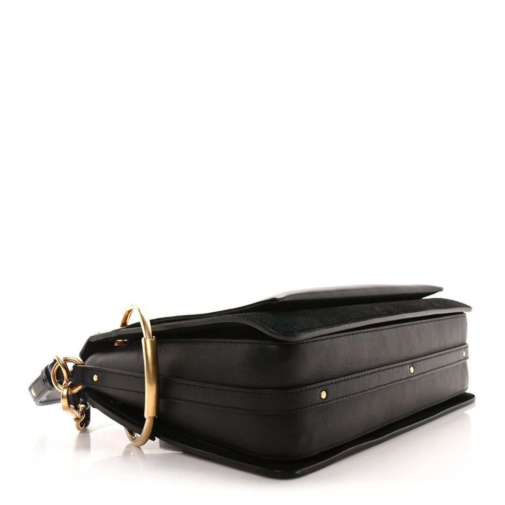 Calfskin Suede Medium Roy Bag Black