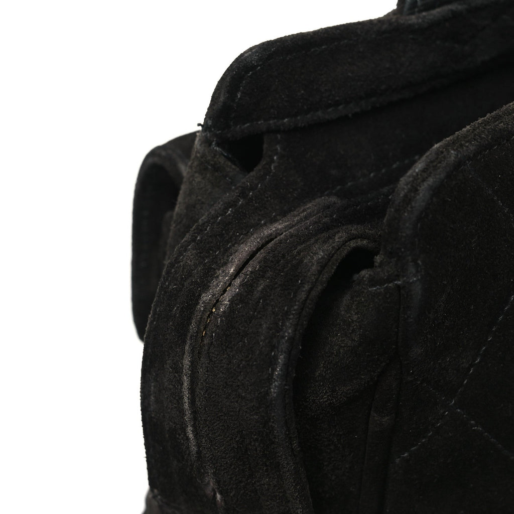 Suede Quilted CC Shopping Tote Black