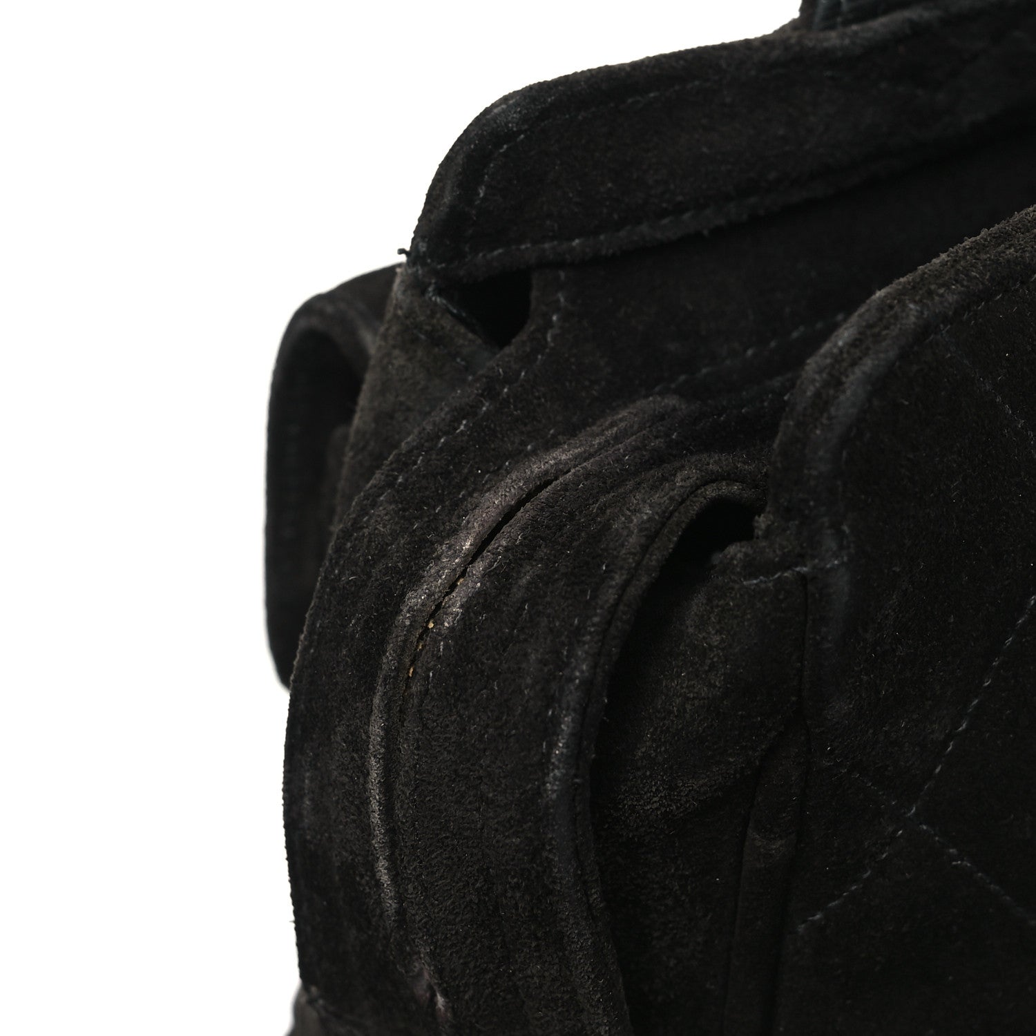 Suede Quilted CC Shopping Tote Black