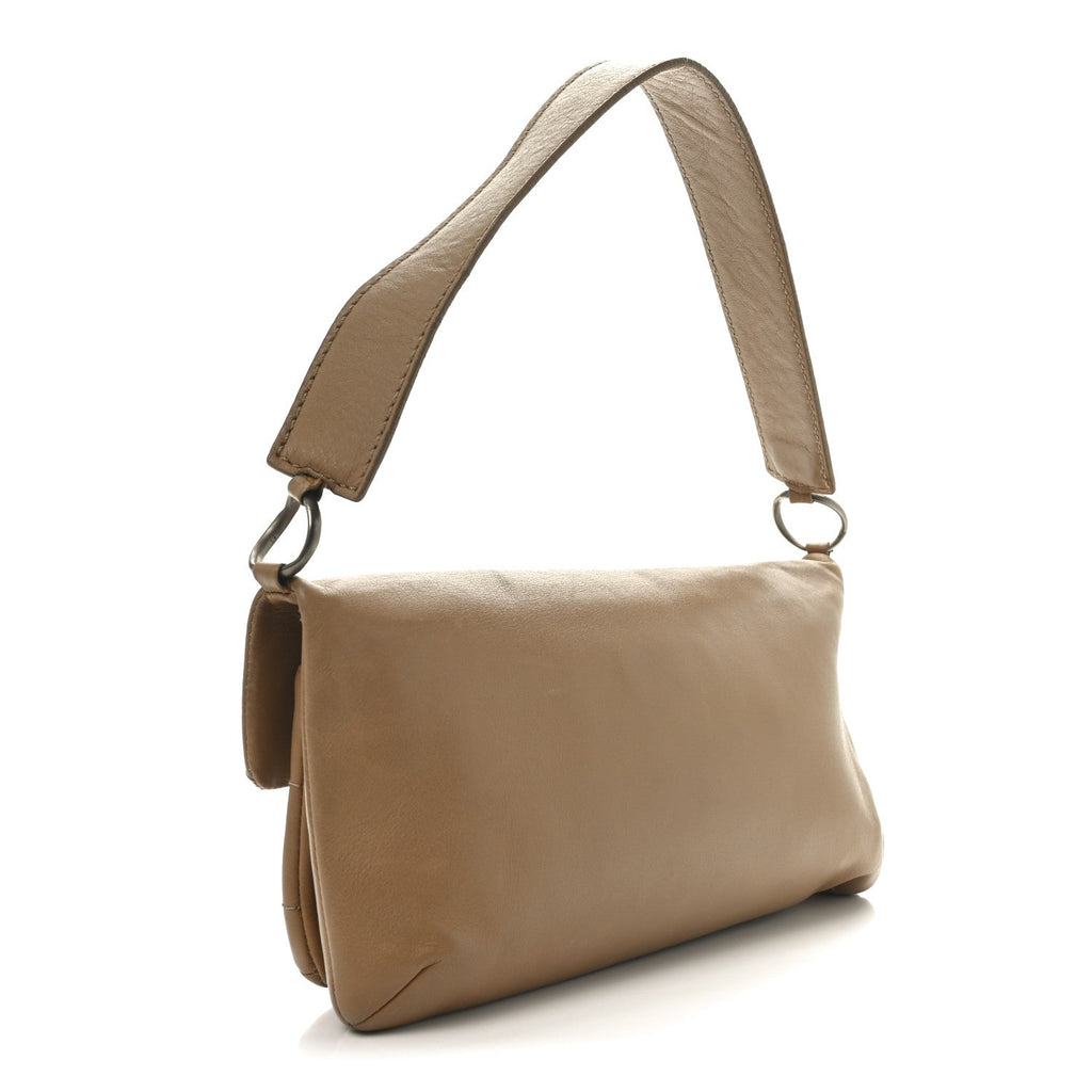 Calfskin Square Stitched Mademoiselle Shoulder Bag Tan
