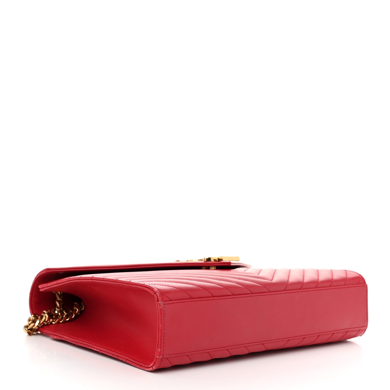 Smooth Calfskin Matelasse Chevron Large Monogram Satchel Lipstick Red
