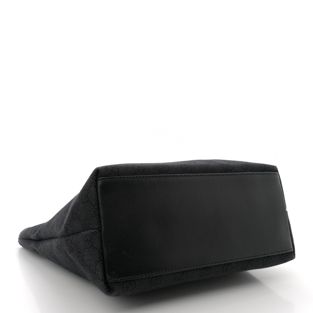 Denim Monogram Chain Bucket Tote Black
