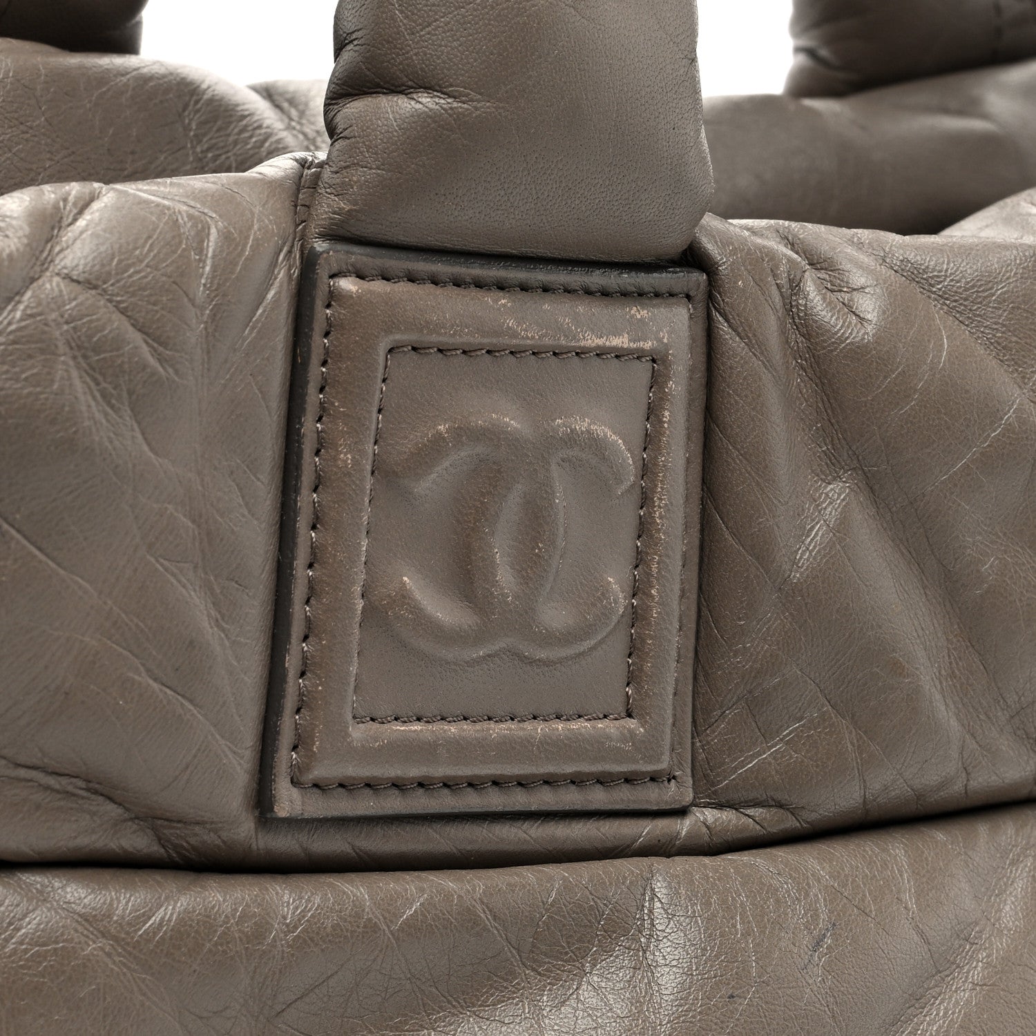 Lambskin Quilted Small Coco Cocoon Reversible Tote Grey Burgundy