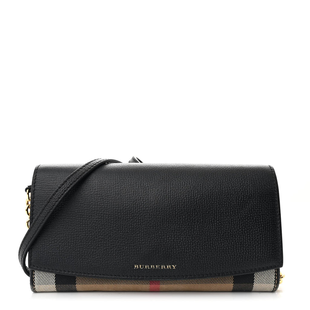 Calfskin House Check Henley Wallet On Chain Black