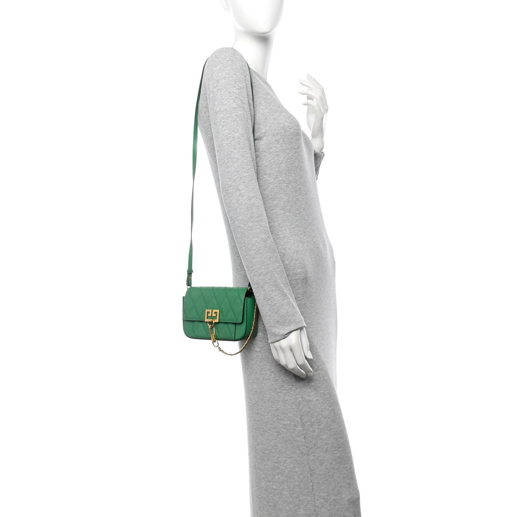 Goatskin Quilted GV3 Mini Pocket Convertible Bag Green
