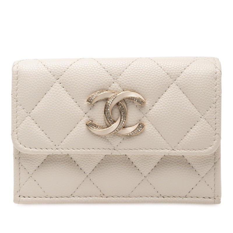 Chanel Coco Mark Matelassé Caviar Skin Trifold Wallet