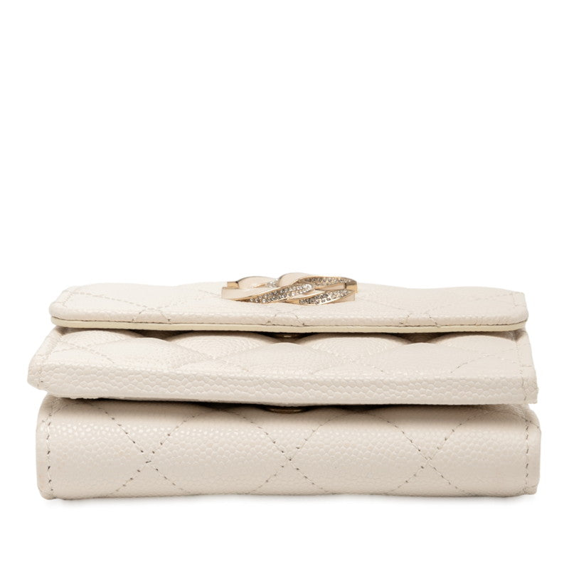 Chanel Coco Mark Matelassé Caviar Skin Trifold Wallet