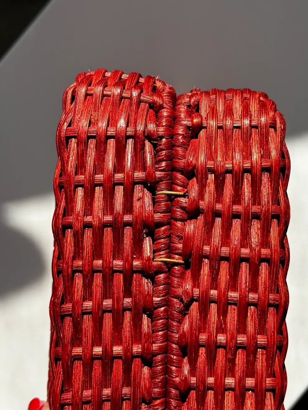Chanel Vintage 2001 Red Wicker Shoulder Bag