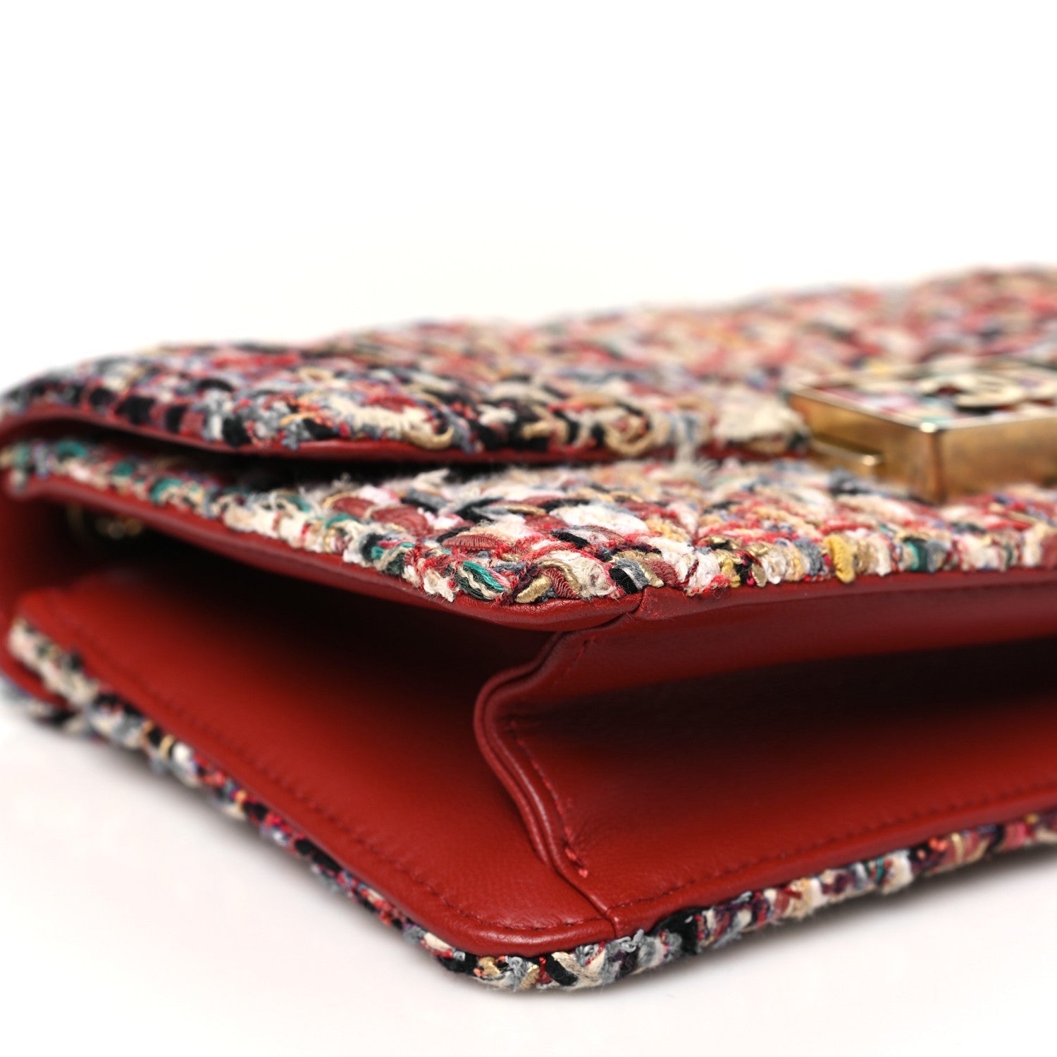 Tweed Quilted Flap Red Multicolor