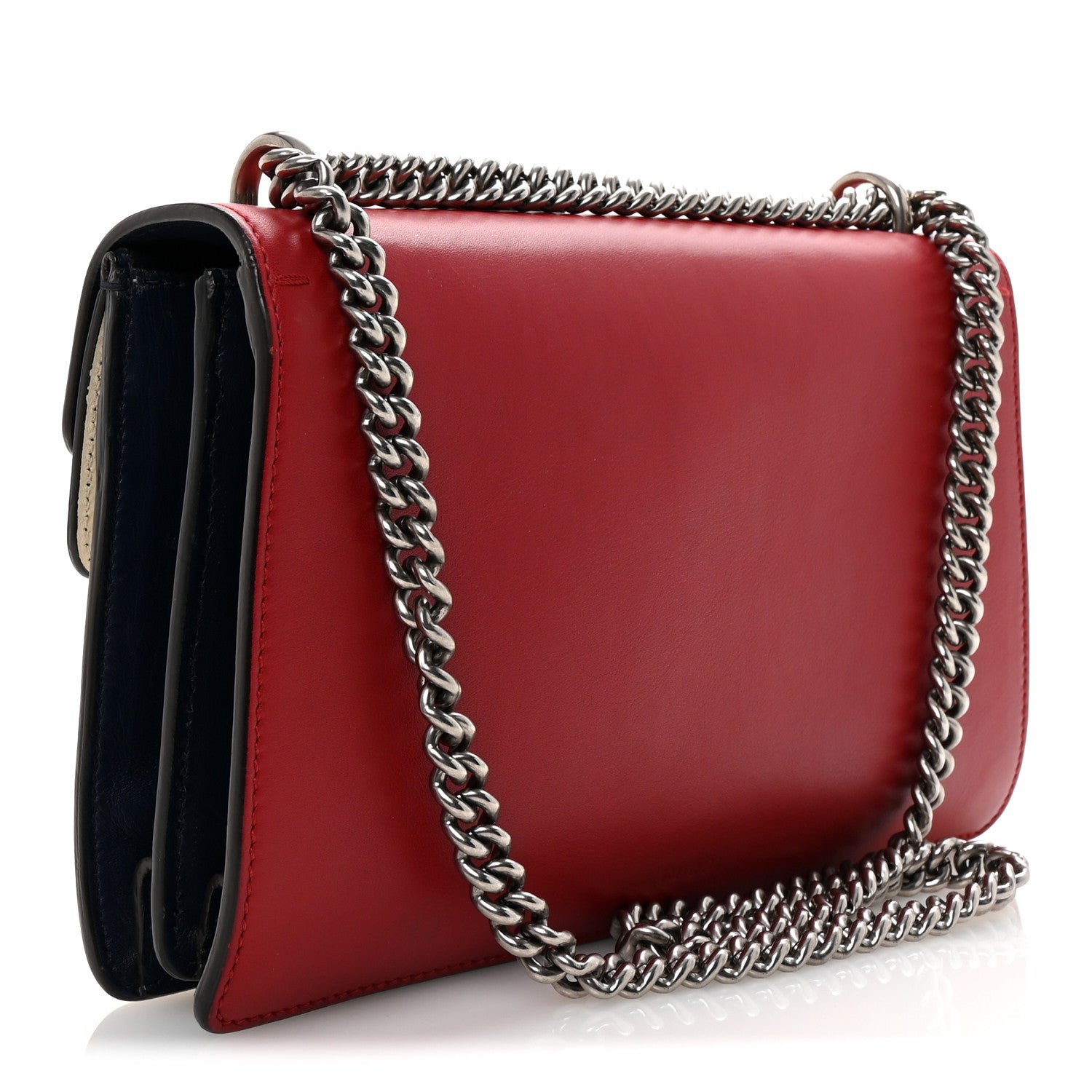 Azalea Calfskin Tri-Color Crystal Embellished Small Dionysus Shoulder Bag Mystic White Hibiscus Red Navy