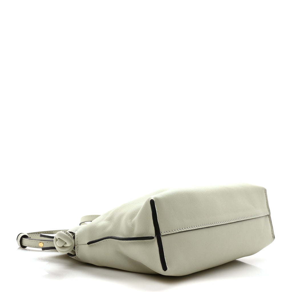 Calfskin Flamenco Knot Clutch Light Celadon