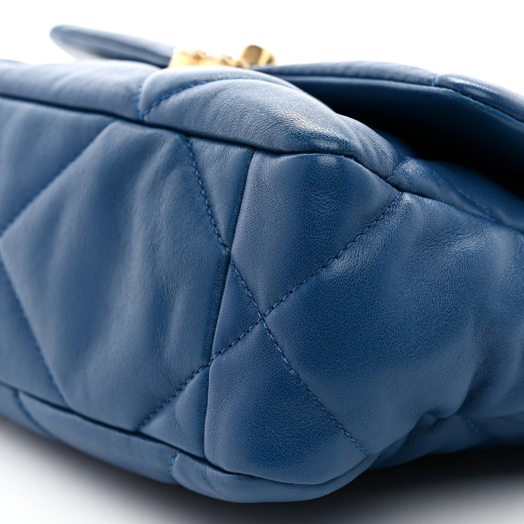 Lambskin Quilted Medium Chanel 19 Flap Blue