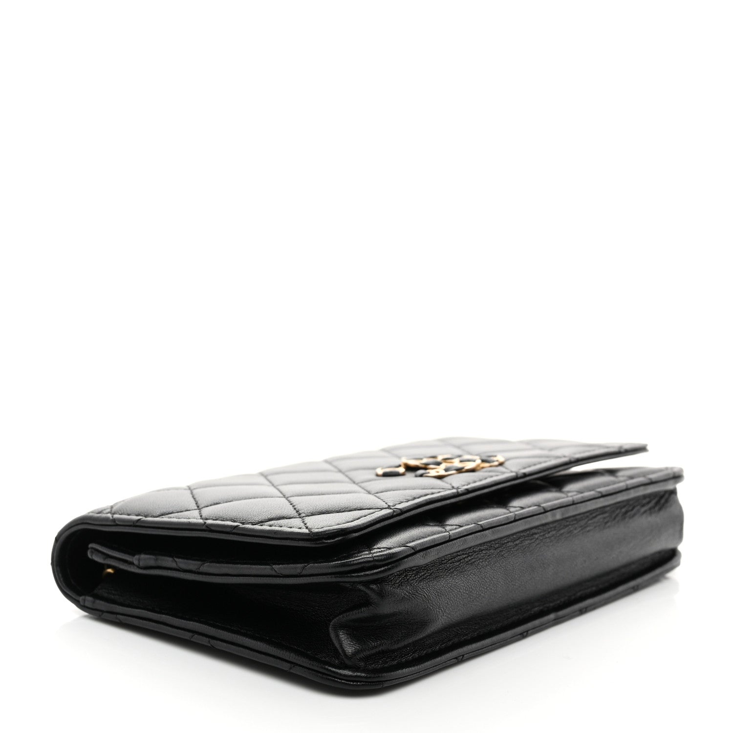 Lambskin Quilted Infinity Wallet On Chain WOC Black