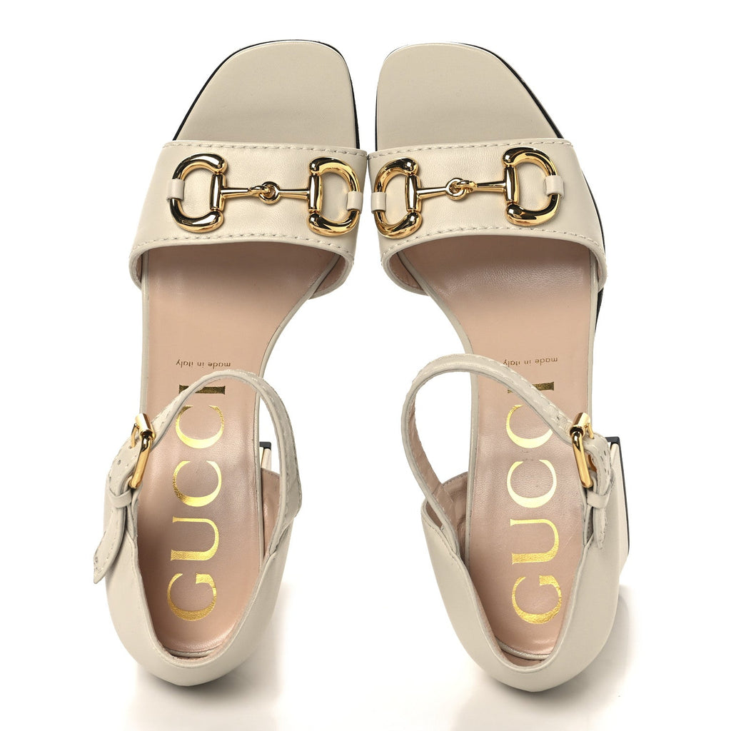 Nappa Horsebit Cross Strap 95mm Sandals 41 Mystic White