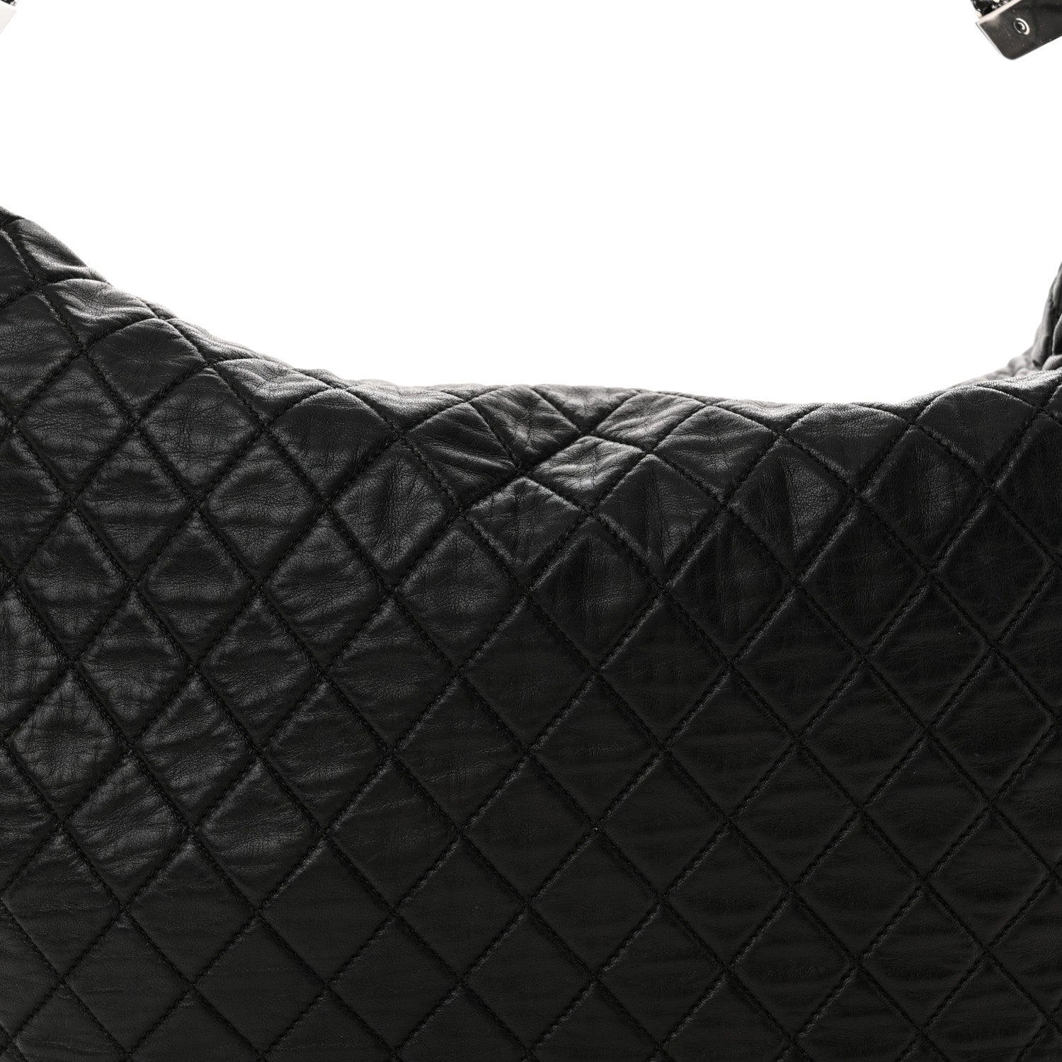 Lambskin Large Chain Mail Hobo Black