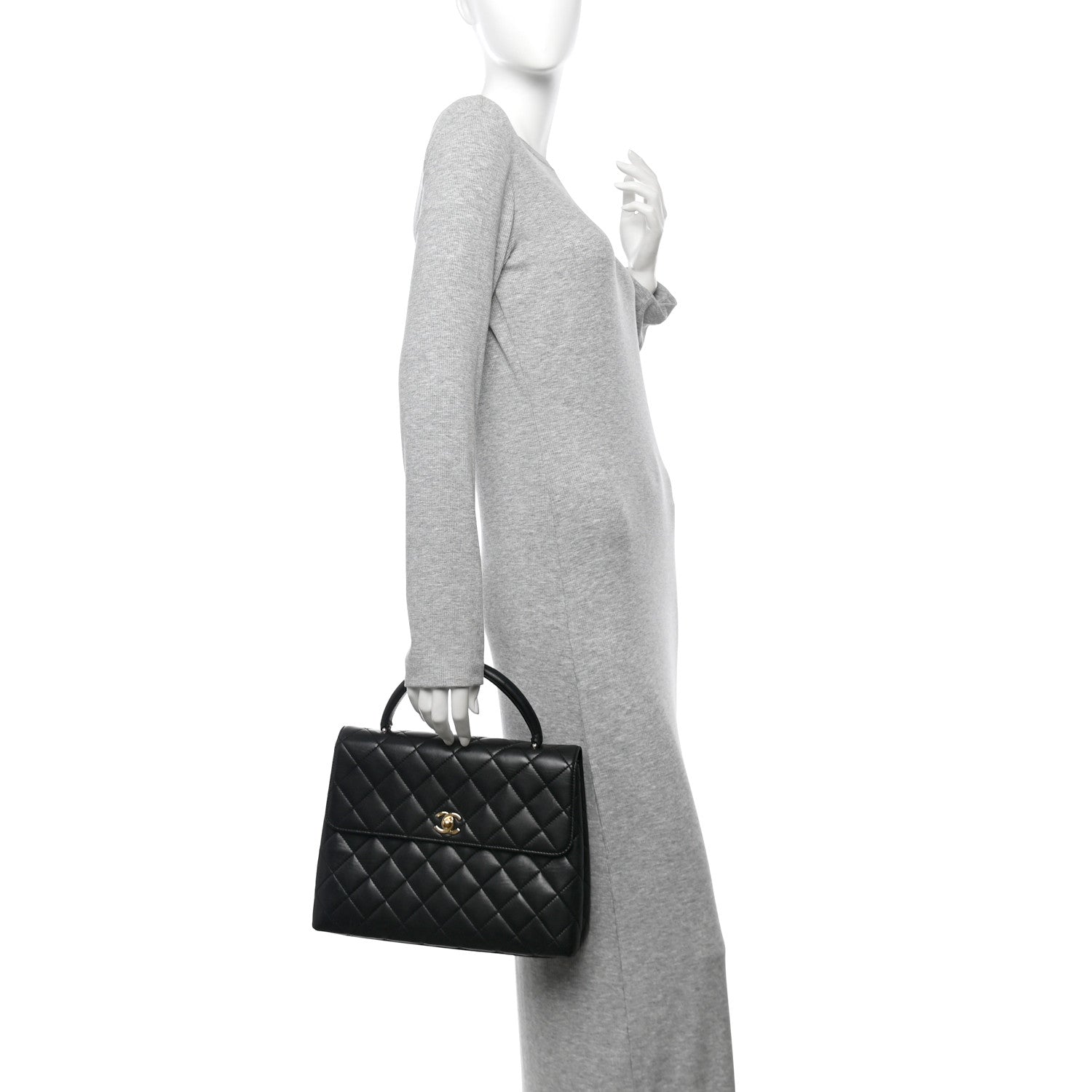 Lambskin Quilted Jumbo Kelly Flap Bag Black