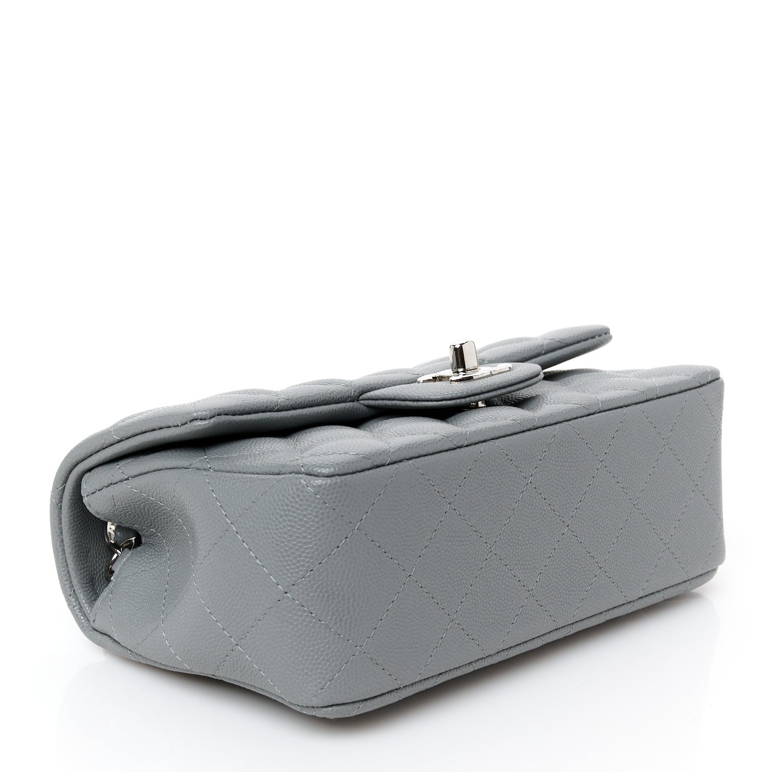 Caviar Quilted Mini Rectangular Flap Grey