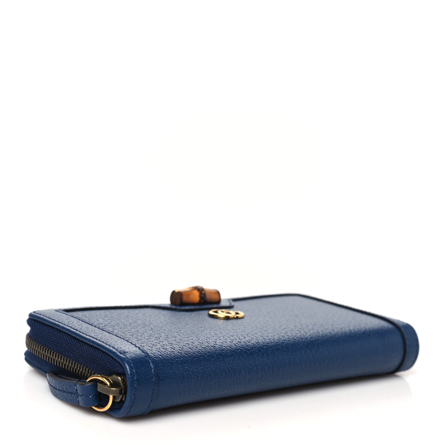Wonka Grain Calfskin Diana Zip Around Continental Wallet Navy